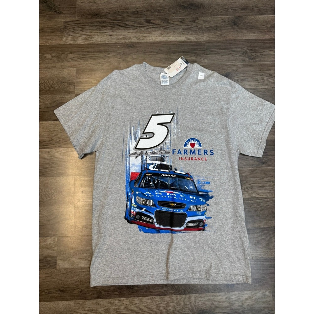 NASCAR Kasey Kahne Farmers Insurance T-Shirt Hendrick Motorsports Gray Large NWT